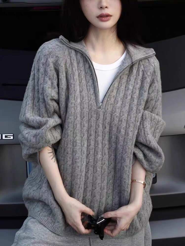 秋冬保暖纯色简约立体绞花女士羊毛衫羊毛,女装羊毛衫,思途羊绒