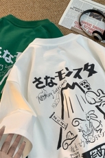 数据好港风字母宽松纯棉短袖男T恤X416b-1-DT327-P25限38，男装T恤，星座416B-1