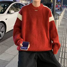 B440P42秋冬设计感宽松慵懒韩版套头长袖毛衣针织衫休闲帅气上衣，男装针织衫/毛衣，星座512-6