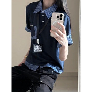 【有货】BK905LL-特P38 假两件拼接polo衫短袖T恤男女图片