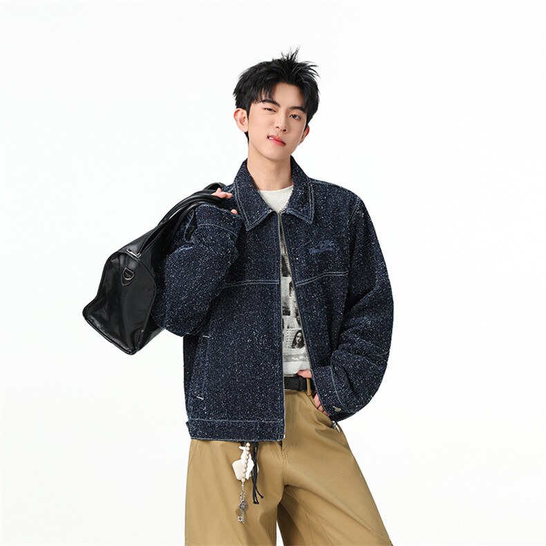 水洗牛仔外套男款春美式痞帅上衣服宽松休闲工装夹克JK1321-P90,男装工装外套,星座1103-3