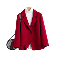 秋冬新款正装绵羊毛双面呢大衣女士羊毛小西装修身常规，女装双面呢大衣，温鑫双面呢