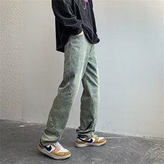 美式黄泥染牛仔裤男修身小脚vibe高街设计潮牌裤子NZ079-P48，男装牛仔裤，星座1103-2
