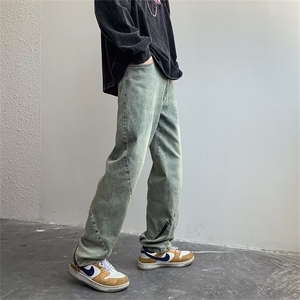 美式黄泥染牛仔裤男修身小脚vibe高街设计潮牌裤子NZ079-P48图片