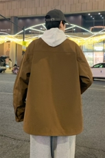 工装夹克男款春秋季男士潮流白色上衣翻领休闲痞帅防水衬衫男外套，男装夹克，电商A409-1