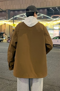 工装夹克男款春秋季男士潮流白色上衣翻领休闲痞帅防水衬衫男外套图片