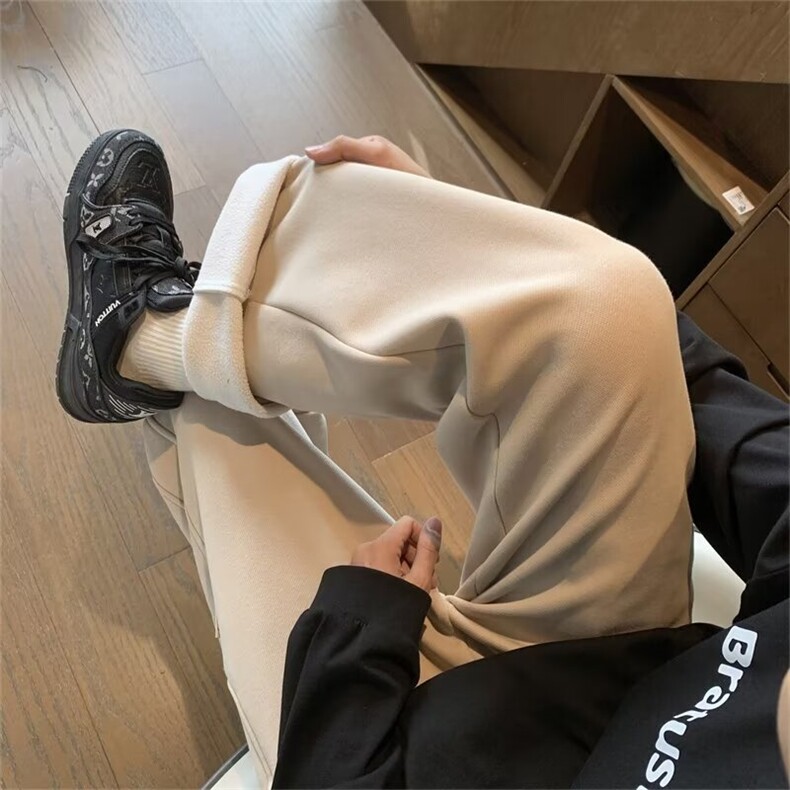 加绒休闲裤男韩版潮流直筒卫裤冬季2024新款ins高街长裤K4910-P41,男装休闲裤,星座412-2
