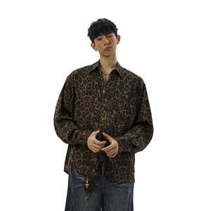 无影墙豹纹长袖衬衫大码M-5XL100%聚酯纤维衬衫男CS78728P35控58图片
