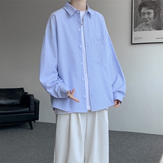 衬衫男春季新款港风宽松大码条纹长袖衬衣CS801-特P29，男装衬衫，星座214-3