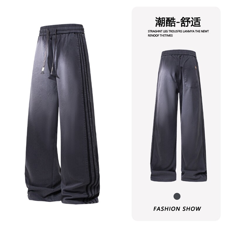 B221 美式ins宽松直筒三条织带冰凉感休闲裤LK25470-特P40控68图片