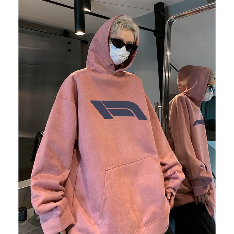 抖音得物供货提供视频秋冬重磅美式麂皮绒连帽卫衣JLM01,男装卫衣,电商A486