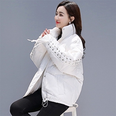短款系带棉衣/棉服2020年冬季保暖舒适立领，女装棉衣/棉服，笃写