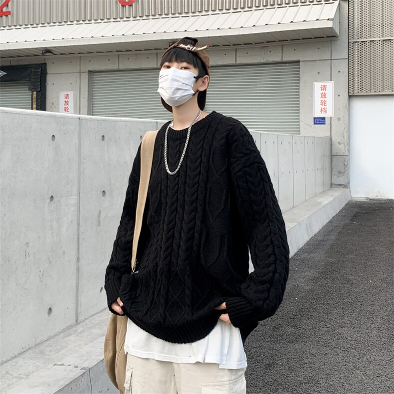 麻花辫针织衫男韩版潮流帅2023冬季新款ins宽松毛衣外套MZ048-P50,男装针织衫/毛衣,星座412-3