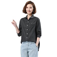 2021春季新款时尚休闲百搭单排多扣翻领亚麻衬衫，女装衬衫，小林双子