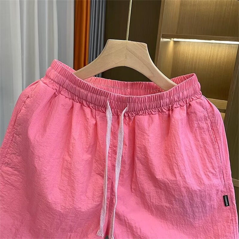 多巴胺粉色速干运动短裤男2024新款夏季大码中裤子宽松休闲五,男装牛仔裤,星座218-1（原230）