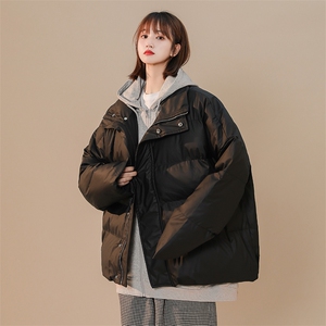 冬季保暖PU皮棉服男女宽松连帽棉衣棉袄外套 225-2-20503-P110图片