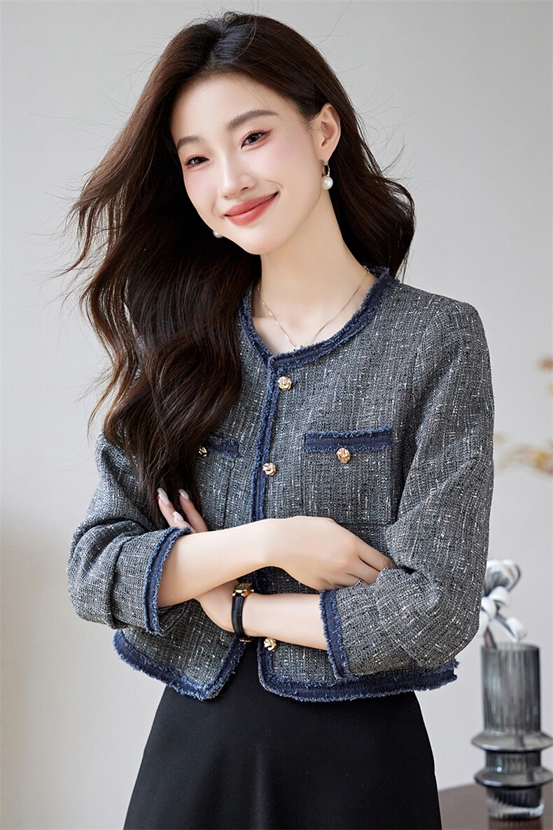 现货小香风外套女2025秋季新款气质·小香显瘦长袖上衣,女装短外套,英标秀（1C119）
