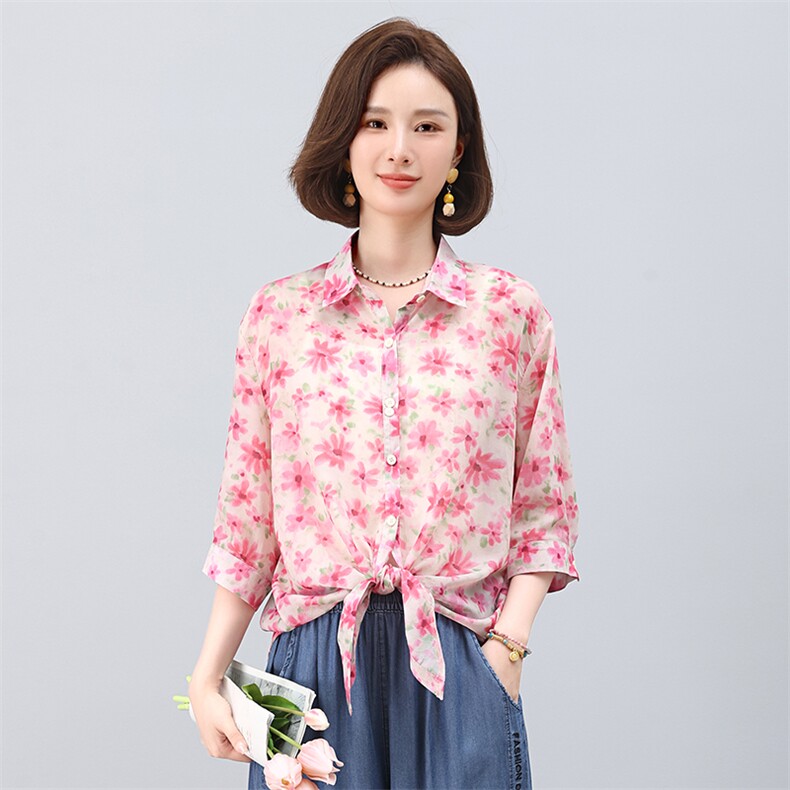叶笙衣2553印花宽松开衬,女装衬衫,叶笙衣