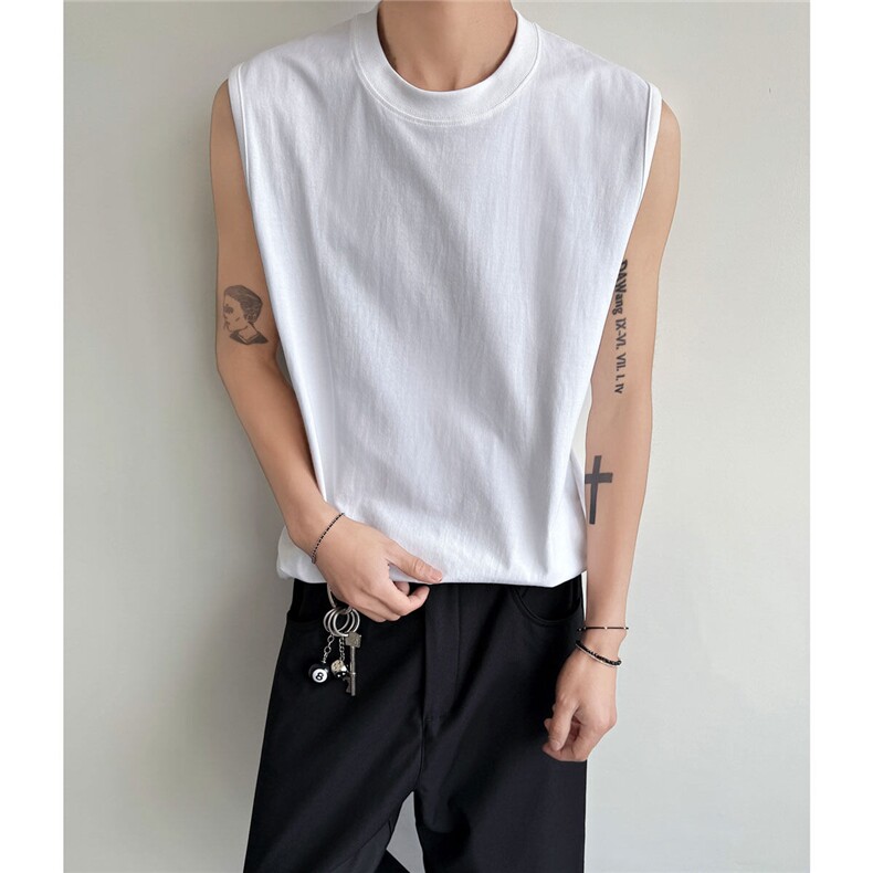 量大价优！230克夏季美式无袖背心港风二开T恤上衣男TX001-P13.5，男装T恤，电商C213(原B265)