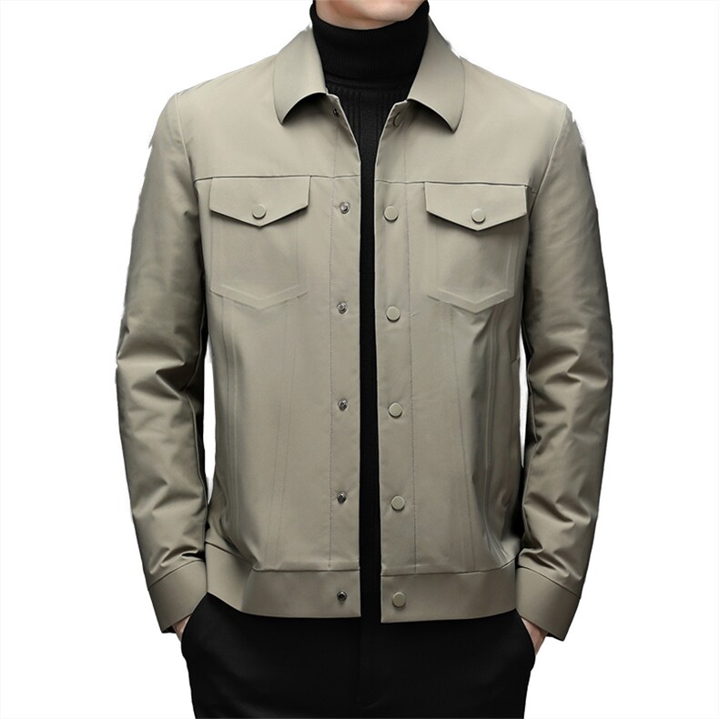 新款冬季鹅绒羽绒服男士休闲翻领中青年外套夹克SNNYR82013-P165，男装羽绒服，电商B212（原钱塘6029）