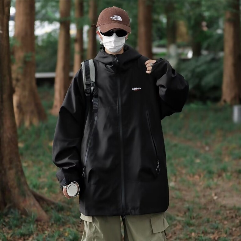 山系工装冲锋衣外套男秋季休闲连帽夹克户外防水防风衣服W9261,男装夹克,星座1116A-1（原606A）