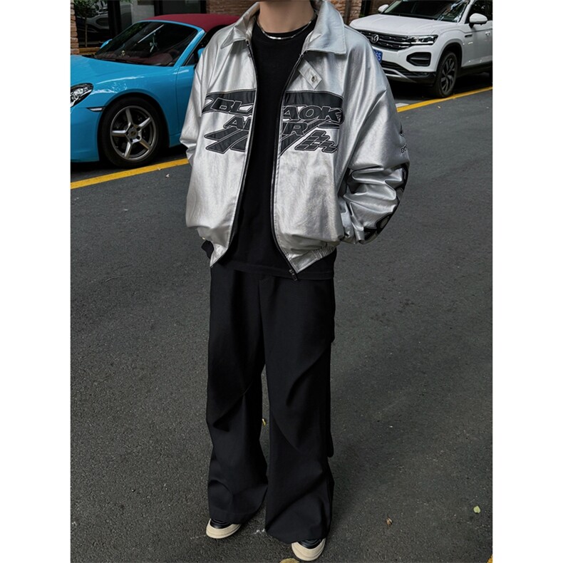 春秋季美式高街机车服夹克潮牌宽松PU皮衣外套,男装夹克,星座410-6（原星座1304-1）