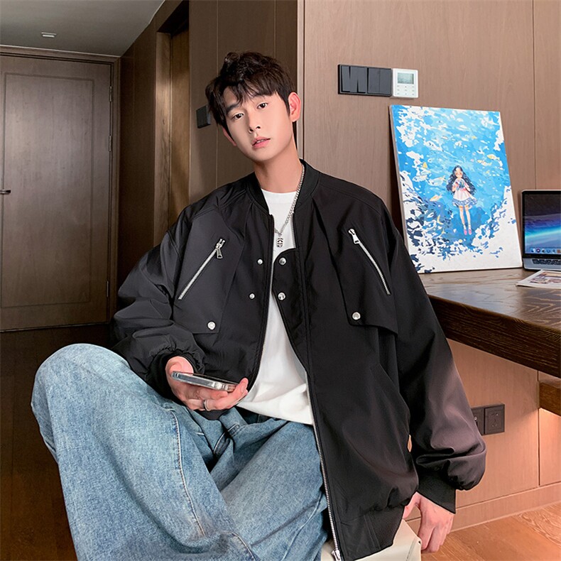 2024秋季潮牌宽松休闲棒球服外套美式复古飞行员夹克男JK219-P85图片