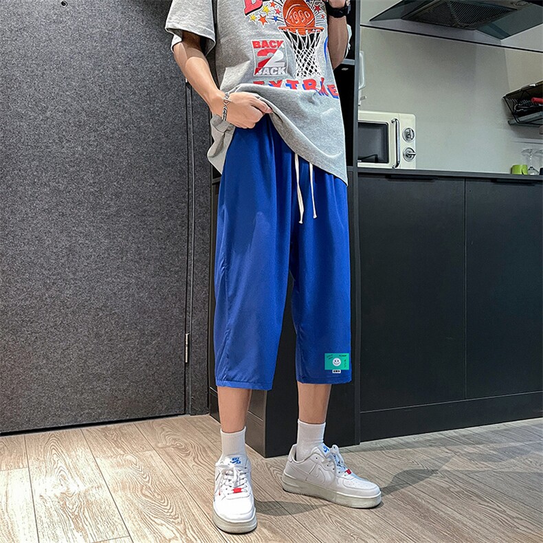 QK72264-P25冰丝七分裤男大码速干短裤男五分裤港风,男装休闲裤,电商A040