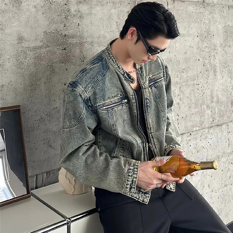 现货不缺货水洗牛仔衣宽松做旧牛仔外套1209-1-JK12-P78(网图)，男装夹克，星座1209-1