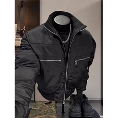 港风美式复古拉链拼接设计感立领夹克棉服XZ213-MF01-P148控168，男装夹克，星座213