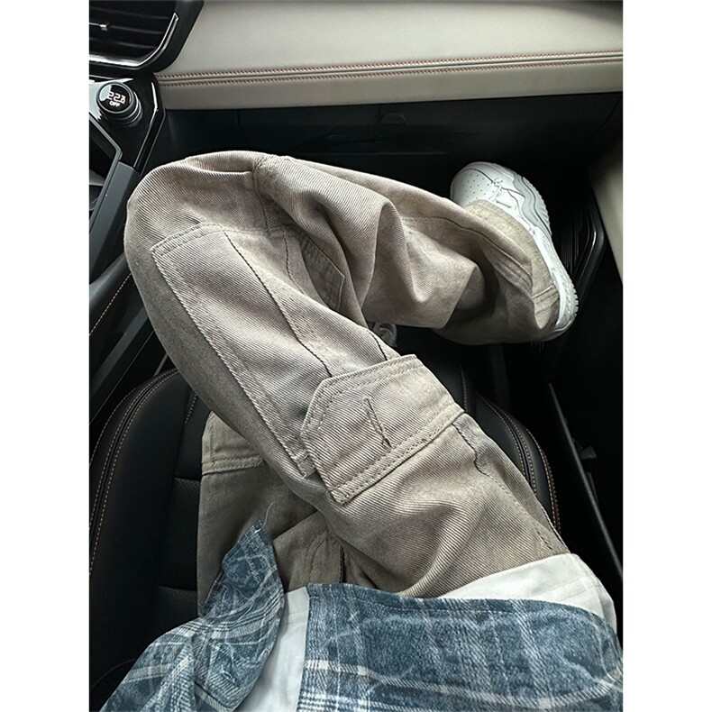 【有货的】杏色扎染工装裤男美式复古大口袋裤子G810PP-特P58,男装工装外套,星座1007（原301D）