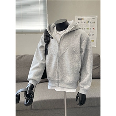 25假模春秋新款硬挺连帽接拼宽复古潮开衫卫衣外套WT15-P68，男装卫衣，电商C310