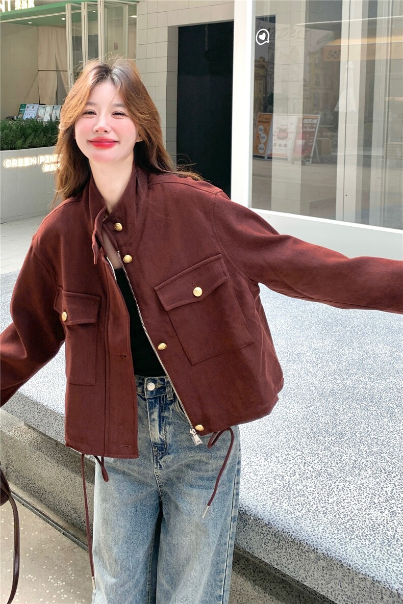 又酷又飒复古外套女2025秋季新款设计感洋气减龄复古时髦夹克上衣,女装短外套,2C012