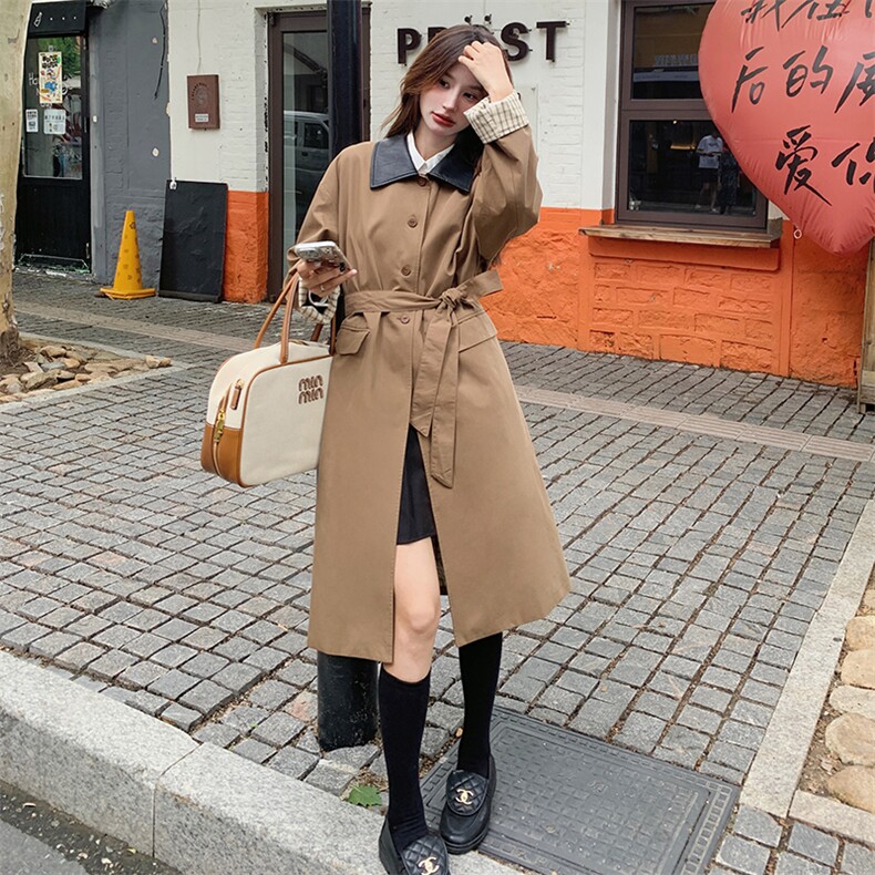 现货2026春秋季新款风衣长款拼色系外套RF2C290-5860#-P165-K235,女装风衣,2C290
