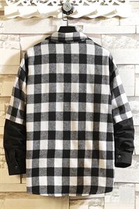 709-C810-P65 20秋新款 港风全棉挂拍假两件长袖衬衫宽松格子外套图片