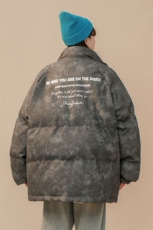 1中性立领PU皮复古做旧金属印花字母设计棉衣男MY77732P130控178，男装棉衣，星座226-2