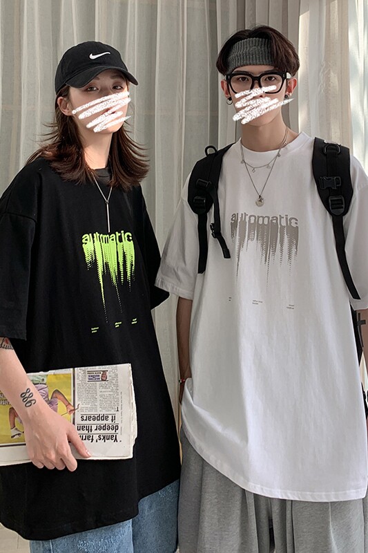 情侣装夏装2021新款韩版字母印花短袖T恤女宽松上衣潮D87P30女类,女装T恤,电商A335-1（原A458）