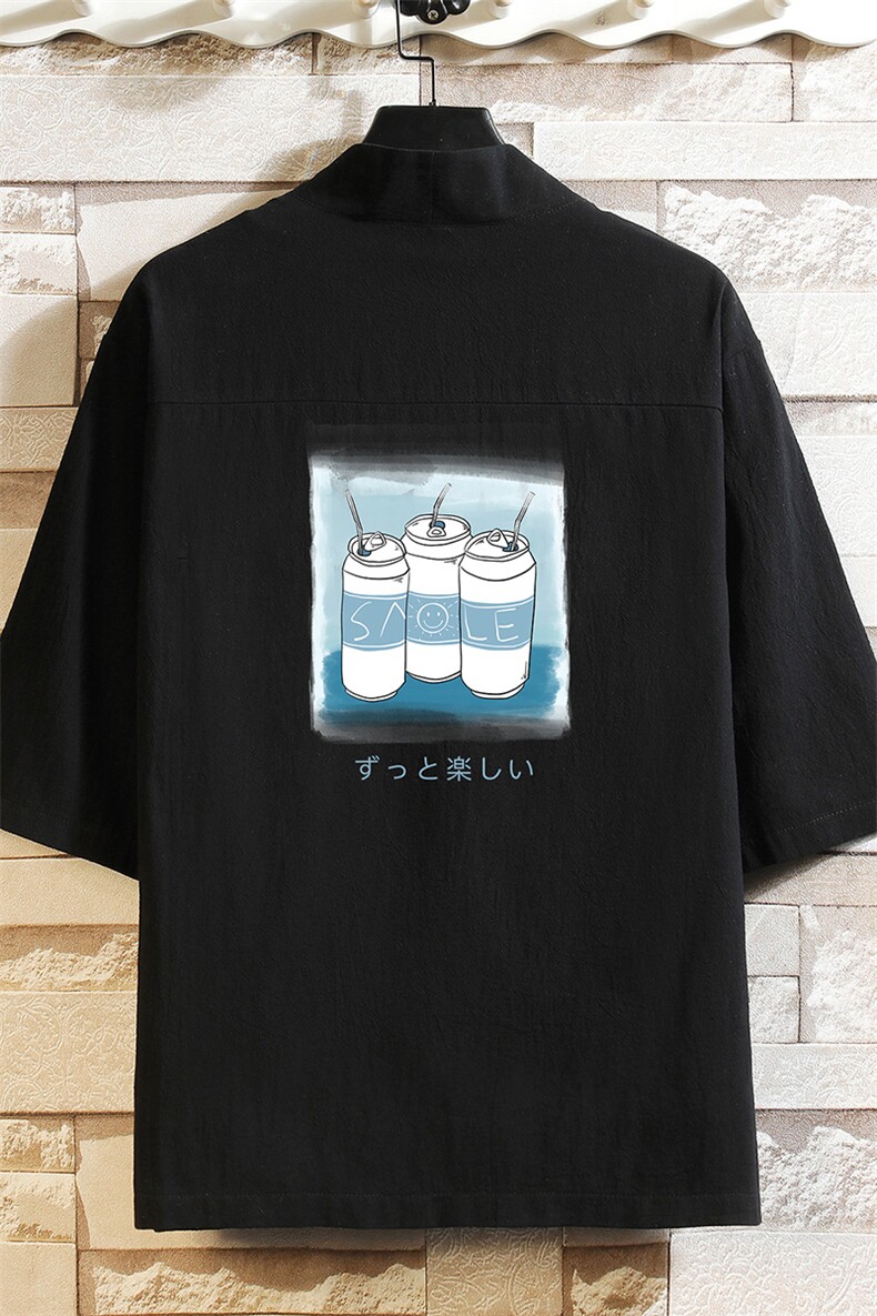 HF59148-P40风汉服男开衫外套七分袖道袍砖墙挂拍,男装民族服装,电商A040A