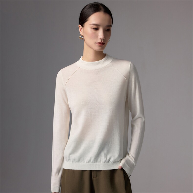 2025秋冬百搭时尚简约前片拼接平面半高针织衫，女装羊毛衫，蚂蚁派对工厂直营店