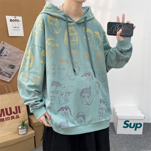 2023秋季新品青少年港风时尚印花连帽运动卫衣男女同款W412-P30