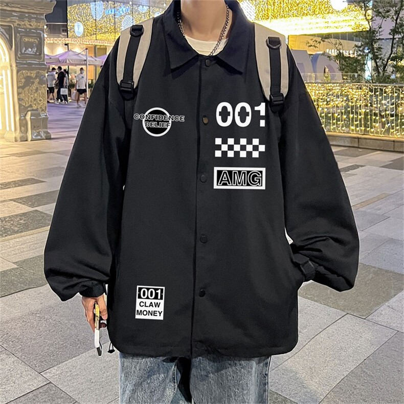 电商DSA028-JKB21Z406 P45 2024新款印花港风立领夹克休闲外套男图片