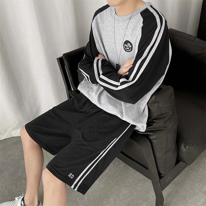 夏季套装男女情侣中性潮流韩版网红潮牌ins港风宽松K56P65控78,男装休闲裤,电商A102B