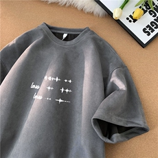 2025夏季新款麂皮绒得物抖音品质印花短袖T恤djp265-特批23控39，男装T恤，星座605(原A050)