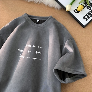 2025夏季新款麂皮绒得物抖音品质印花短袖T恤djp265-特批23控39