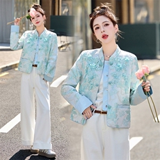 新中式刺绣提花短外套女2026春装新款今年超火小香风上衣，女装短外套，艾仟回(原伊仟回)