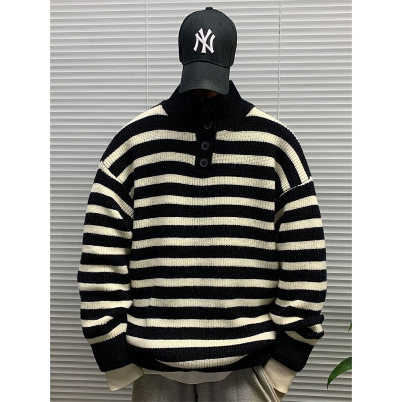 1506-1/MYM1731高质量鹿毛绒/P56冬季时尚立领条纹厚实羊绒毛衣男,男装针织衫/毛衣,星座1506-1