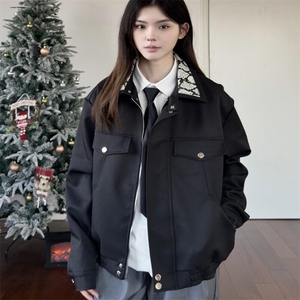 春秋季蛇年限定白蛇翻领宽松夹克男女美式复古休闲情侣棒球服外套图片