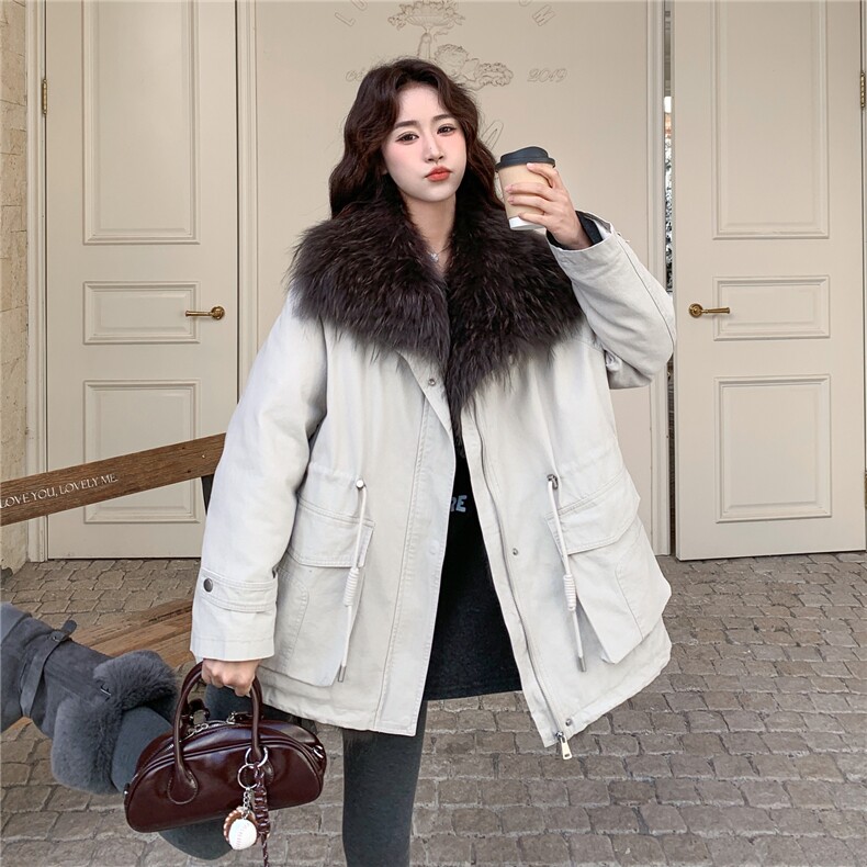 毛领派克风羽绒服女2025冬季新款时尚中长款加厚保暖超好看外套,女装羽绒服,2C212