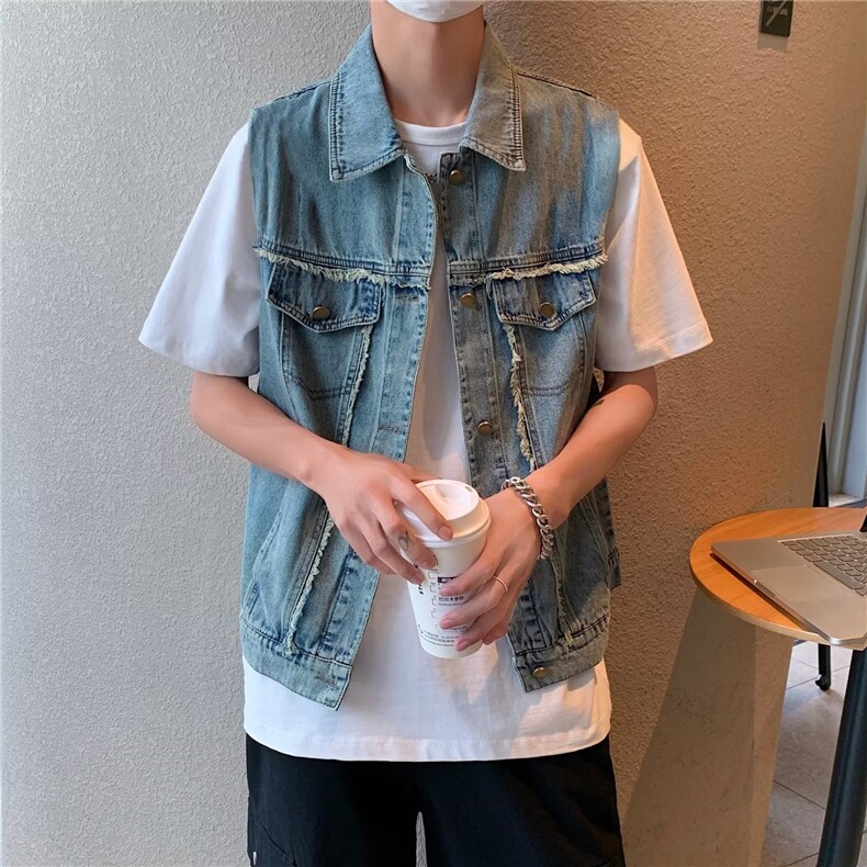 文艺夏季简约潮流新款马甲男标准日系翻领原宿J3335-P50,男装背心/马甲,星座1109-3