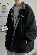 秋季新款两面穿帅气夹克男士韩版复古潮牌痞帅外套WT46/，男装夹克，星座1008